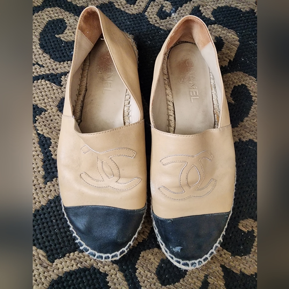 Channel lamb skin espadrille
